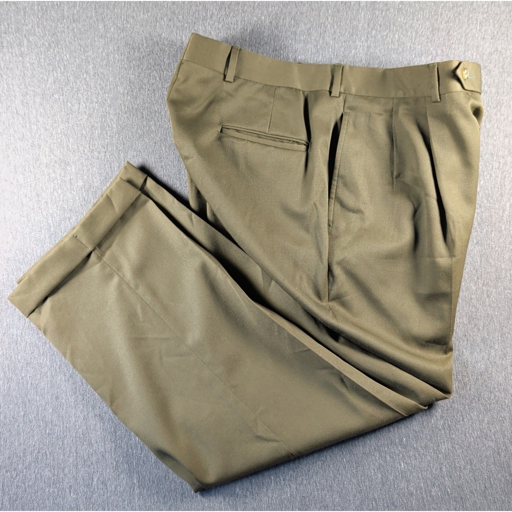 Vtg Corbin Pleated Cuffed Dress Pants Trousers Brown USA Made 34x28 Preppy VGUC